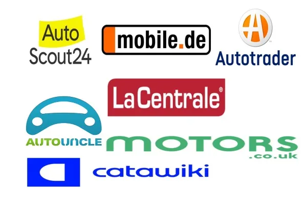 Logotipos das principais plataformas de anúncios classificados automotivos da Europa